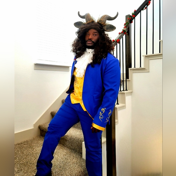 Men's Fashion Prince Uniform Gold Embroidered Jacket Suit Jacket - Picture 3 of 12